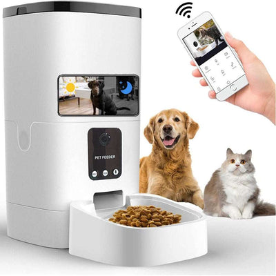 Pet Feeder,6L Automatic Pet Feeder for Cats and Dogs,1080P Camera, App Control, Voice Recorder, Timed Feeder