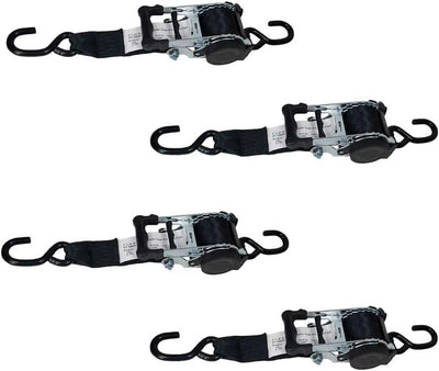 4 Pack 2" X10' Auto Retract Ratchet Straps | Quick N Easy Retractable Ratchet Straps W/Coated S Hook Tiedowns