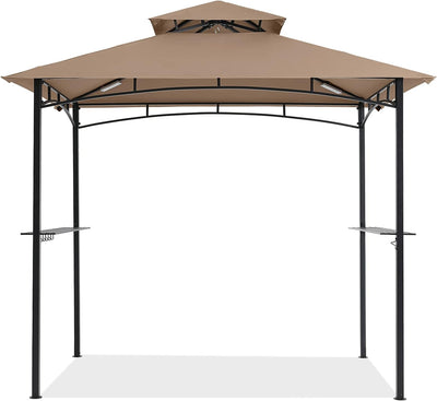 8'X 5' Grill Gazebo Double Tiered with LED Light (Khaki)