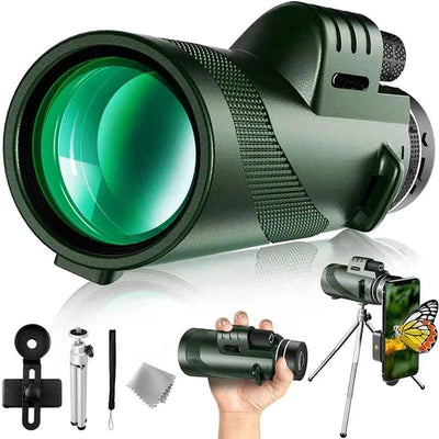 80*100 HD with Smartphone Stand and Tripod Powerful Binoculars Long Range Portable Monocular