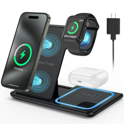 3 in1 Wireless Charger 18W Stand & Charging Station Dock