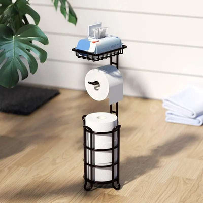 Toilet Paper Holder Stand Tissue Paper Roll Dispenser with Shelf for Bathroom Storage Holds Reserve Mega Rolls-Bronze Organiser Racks